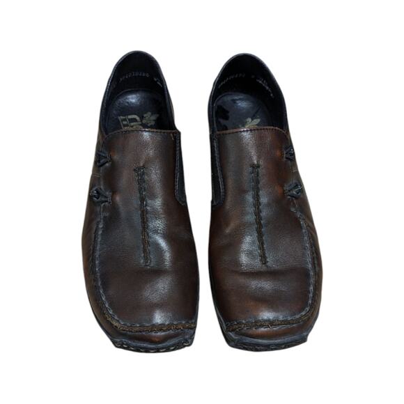 Rieker Antistress Celia Slip On Leather Shoes Slip On Brown Square Toe Womens - Picture 6 of 8